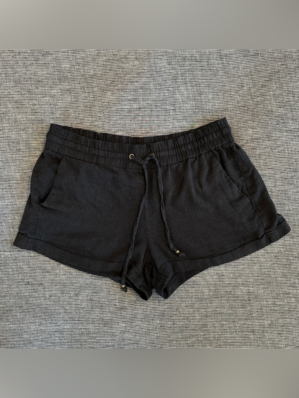 Black Linen Shorts